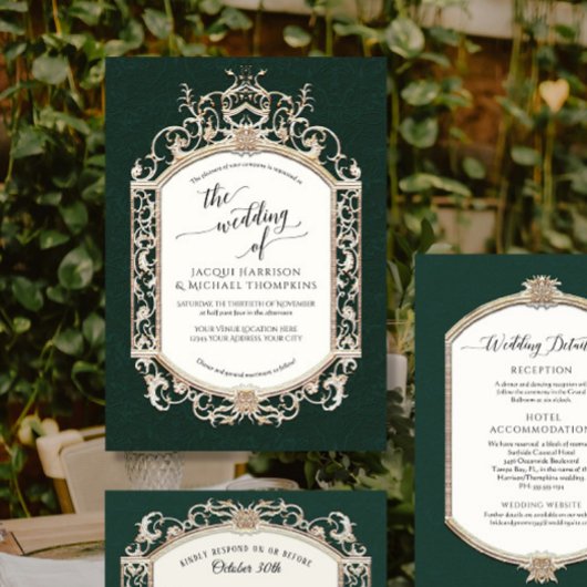 Elegant  barok Victoriaans smaragd n goud Kaart