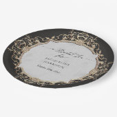  Elegant Barok Zwart en Goud Bruidsthee Papieren Bordje (Gekanteld)