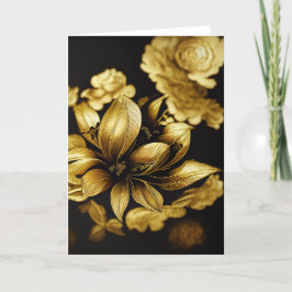 Elegant Baroque Black & Gold Floral Note Card Bedankkaart