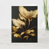 Elegant Baroque Black & Gold Floral Note Card Bedankkaart (Voorkant)