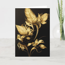 Elegant Baroque Black & Gold Floral Note Card Bedankkaart
