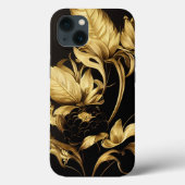 Elegant Baroque Black & Gold Floral Phone Case (Achterkant)