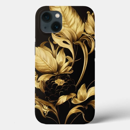 Elegant Baroque Black & Gold Floral Phone Case (Achterkant)