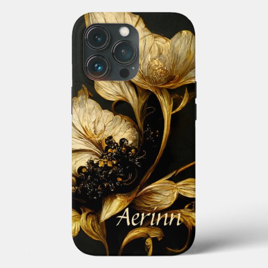 Elegant Baroque Black & Gold Floral Phone Case (Achterkant)