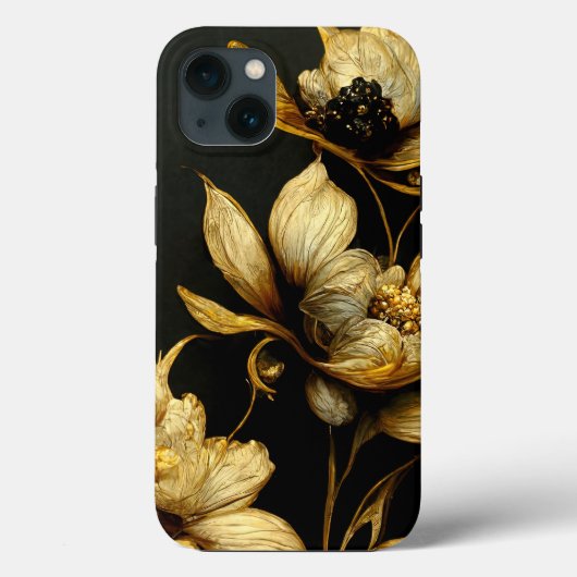 Elegant Baroque Black & Gold Floral Phone Case (Achterkant)