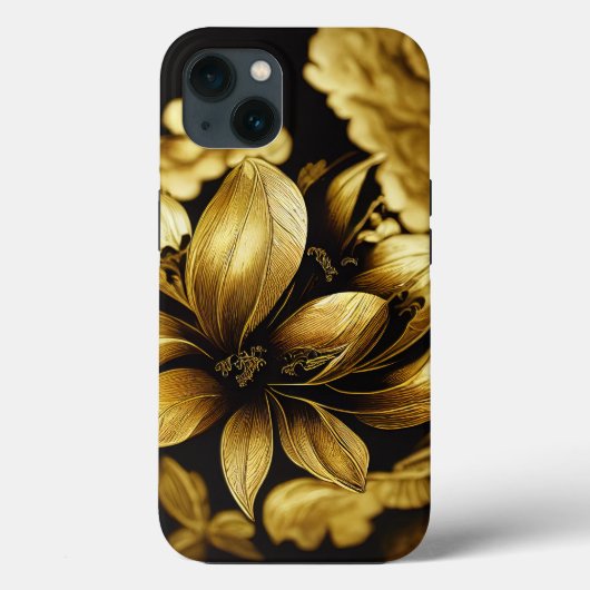 Elegant Baroque Black & Gold Floral Phone Case (Achterkant)