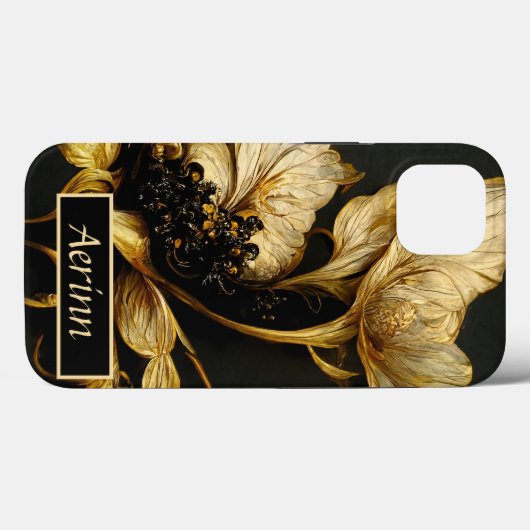Elegant Baroque Black & Gold Floral Phone Case (Achterkant (horizontaal))