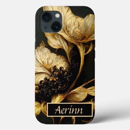 Elegant Baroque Black & Gold Floral Phone Case (Achterkant)