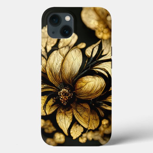 Elegant Baroque Black & Gold Floral Phone Case (Achterkant)