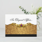 Elegant Baroque Black Stropdas Event (goud/amethis Kaart (Staand voorkant)