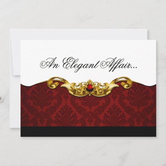 Elegant Baroque Black Stropdas Event (rood) Kaart (Voorkant)