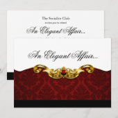 Elegant Baroque Black Stropdas Event (rood) Kaart (Voorkant / Achterkant)