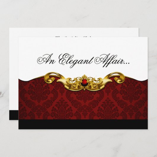 Elegant Baroque Black Stropdas Event (rood) Kaart (Voorkant / Achterkant)