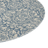 Elegant Baroque Blue Damask Brocade op White Glass Snijplank (Hoek)
