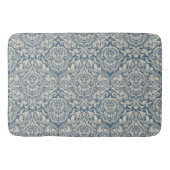 Elegant Baroque Blue Damask Brocade over White Badmat (Voorkant)