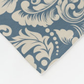 Elegant Baroque Blue Damask Brocade over White Fleece Deken (Hoek)