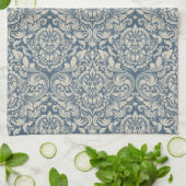 Elegant Baroque Blue Damask Brocade over White Theedoek (Gevouwen)