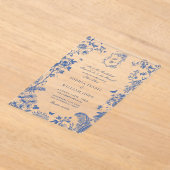 Elegant Baroque Blue French Garden Floral Wedding Acryl Uitnodigingen (Laagn)