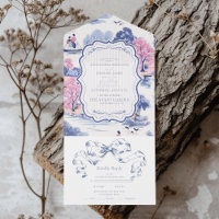 Elegant Baroque Blue French Garden Floral Wedding