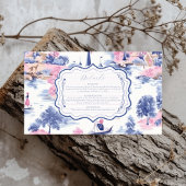 Elegant Baroque Blue French Garden Floral Wedding Informatiekaartje