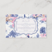 Elegant Baroque Blue French Garden Floral Wedding Informatiekaartje (Voorkant)