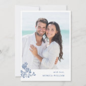 Elegant Baroque Blue French Garden Floral Wedding Kaart (Achterkant)