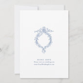 Elegant Baroque Blue French Garden Floral Wedding Kaart (Achterkant)