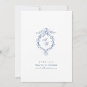Elegant Baroque Blue French Garden Floral Wedding Kaart (Achterkant)