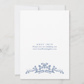 Elegant Baroque Blue French Garden Floral Wedding Kaart (Achterkant)