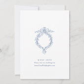 Elegant Baroque Blue French Garden Floral Wedding Kaart (Achterkant)