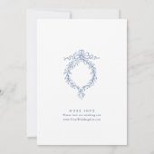 Elegant Baroque Blue French Garden Floral Wedding Kaart (Achterkant)