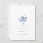 Elegant Baroque Blue French Garden Floral Wedding Kaart (Achterkant)