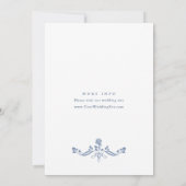 Elegant Baroque Blue French Garden Floral Wedding Kaart (Achterkant)