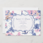 Elegant Baroque Blue French Garden Floral Wedding Save The Date (Voorkant)