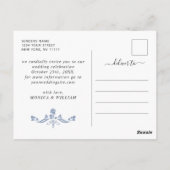 Elegant Baroque Blue Rozen Wedding Save the Date Briefkaart (Achterkant)