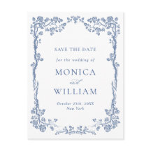 Elegant Baroque Blue Rozen Wedding Save the Date