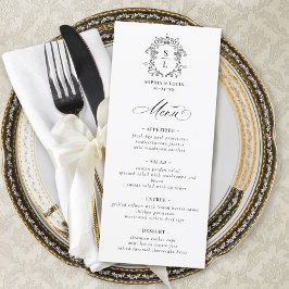 Elegant Baroque Crest Monogram Weddenschap Menu
