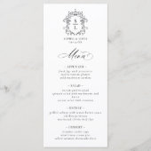 Elegant Baroque Crest Monogram Weddenschap Menu (Voorkant)