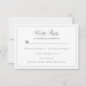 Elegant Baroque Crest Monogram Weddenschap RSVP Kaartje (Achterkant)