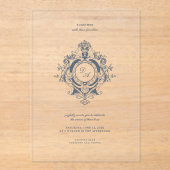 Elegant Baroque Crest Wedding Acrylic Invitation Acryl Uitnodigingen (Voorkant)