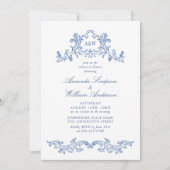 Elegant Baroque Dusty Blue Classy Rehearsal Dinner Kaart (Voorkant)