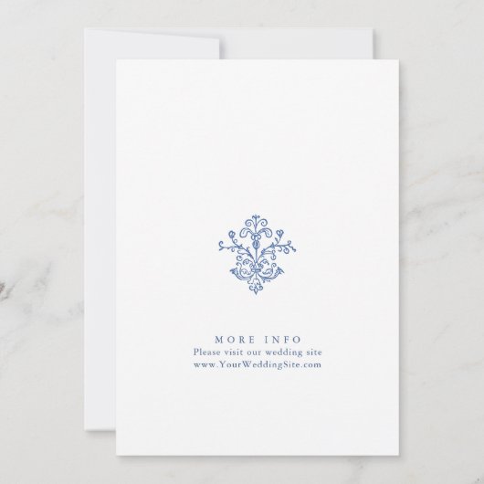 Elegant Baroque Dusty Blue Classy Rehearsal Dinner Kaart (Achterkant)