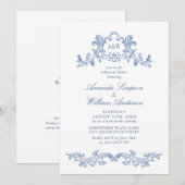 Elegant Baroque Dusty Blue Classy Rehearsal Dinner Kaart (Voorkant / Achterkant)