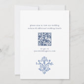 Elegant Baroque Dusty Blue Classy Wedding QR code Kaart (Achterkant)