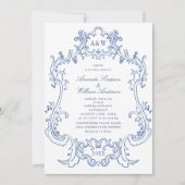 Elegant Baroque Dusty Blue Lijst Foto bruiloft Kaart (Voorkant)