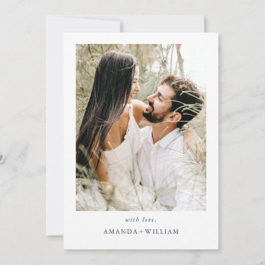 Elegant Baroque Dusty Blue Lijst Foto bruiloft Kaart (Achterkant)