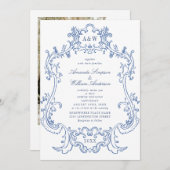 Elegant Baroque Dusty Blue Lijst Foto bruiloft Kaart (Voorkant / Achterkant)