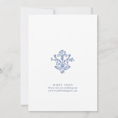 Elegant Baroque Dusty Blue Lijst Rehearsal Dinner Kaart (Achterkant)