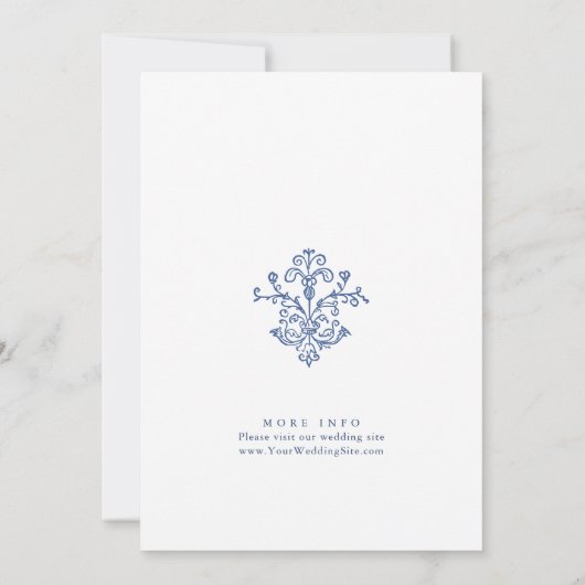 Elegant Baroque Dusty Blue Lijst Rehearsal Dinner Kaart (Achterkant)