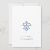 Elegant Baroque Dusty Blue Lijst Rehearsal Dinner Kaart (Achterkant)